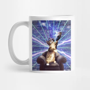 Cat Kitty Game Playing Gaming Gamer, Laser Lightning, Funny Mug